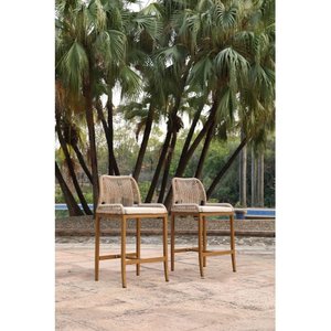 Counter Height <b>Bar</b> <b>Stools</b> <b>2</b> Pieces Paper Rope Steady Hotel Use Modern Cushion Aluminum Frame Outdoor Indoor - Product Image 3