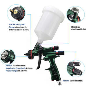 Pistolet <span class=keywords><strong>de</strong></span> pulvérisation automobile professionnel avec manomètre et buse en acier inoxydable pour la peinture automobile et la réparation <span class=keywords><strong>de</strong></span> carrosserie - Product Image 3