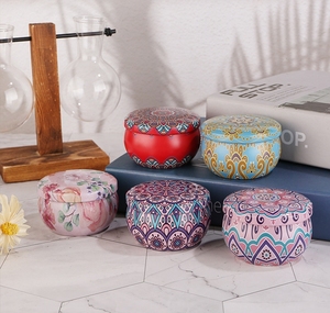 Penjualan pabrik lilin timah Multi mewah lilin kedelai beraroma lilin bulat kecil dengan bunga - Product Image 2