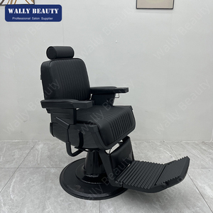 Ghế cắt tóc nam chuyên nghiệp, kiểu dáng cổ điển, màu đen, có đế bơm thủy lực ngả lưng. - Product Image 1