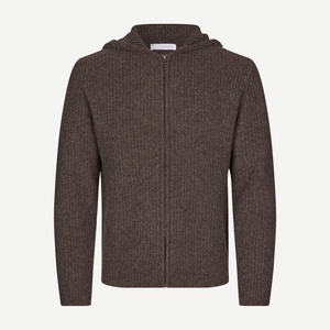 Sweat à capuche en tricot de laine mélangée à poignets côtelés et élastiques, coupe classique - Product Image 1