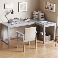 Bureau d'angle moderne et confortable en bois de caoutchouc massif SONA HOME avec des fonctionnalités multifonctionnelles pour le bureau à domicile