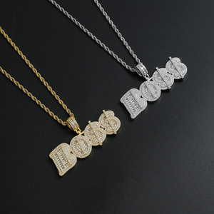 Colgante con letra, colgante estilo hip hop con circonita, collar con letra del dólar estadounidense. - Product Image 3