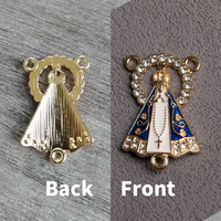 Connecteur central en émail coloré KOMI avec strass et cristal, représentant la Vierge Marie de Guadalupe, pour la fabrication de bijoux de chapelet religieux