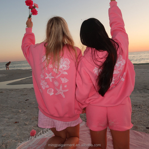 Sudadera con Capucha Bordada Rosa para <span class=keywords><strong>Mujer</strong></span>, Diseño Casual, Sudadera Oversize Personalizada con Bordado - Product Image 5