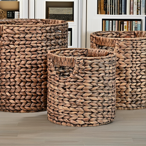 Natural Rattan <b>Storage</b> <b>Baskets</b> With Handles Circle Rustic Multi-Purpose Neatening <b>Basket</b> - Product Image 2
