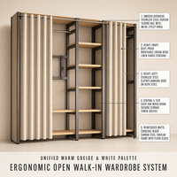 Armoire simple et robuste pour chambre à coucher, anti-poussière, sur pied, pour vêtements d'enfants, décoration de meubles