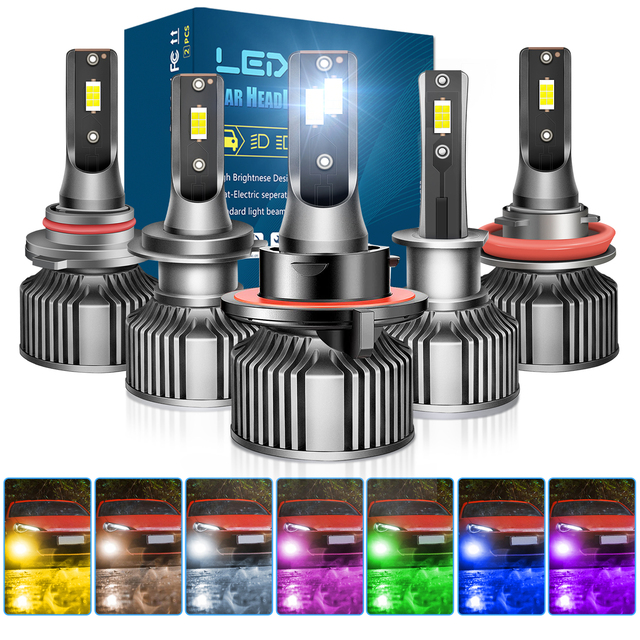CSP RGB H11 LED Headlight Bulb 50W High Power Car Auto 9005 9006 H7 H3 12V Fog Light Led Bulb Car Universal Lamp Kit