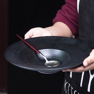 Piatti da Ristorante in Porcellana Ecologica da 11 Pollici, MOQ 1, Piatto da Zuppa Bianco e Nero, Stoviglie Moderne, Piatto per Spaghetti - Product Image 5