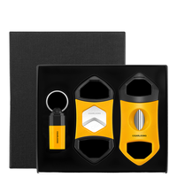 Ensemble cadeau d'accessoires pour coupe-cigares vintage de luxe, portable, en acier inoxydable, multifonctionnel 3 en 1, emballage en boîte cadeau