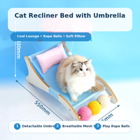 Nouveau design : lit de repos pour chat d'été en maille respirante avec oreiller et parasol suspendu