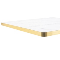 Plateau de table en aggloméré stratifié Lifepursue pour restaurant, salle à manger intérieure, finition mate avec bord en PVC laiton