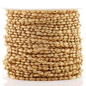 Collar de Clavícula para Mujer, Cadena de Bambú con Cuentas Ovaladas de Acero Inoxidable, Color Dorado, Joyería DIY, Disponible en Varios Tamaños - Product Image 1