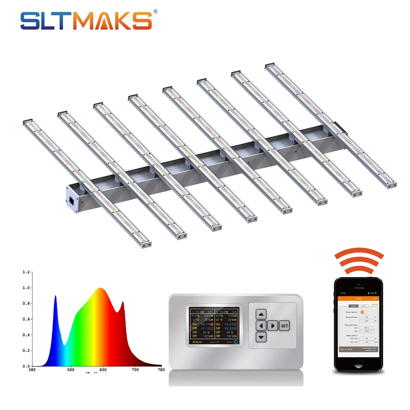 Lâmpada led hidropônica regulável, 8 barras, estoque dos eua, lâmpada cultivo, 600w/800w/1000w, espectro completo, opcional, para crescimento de plantas