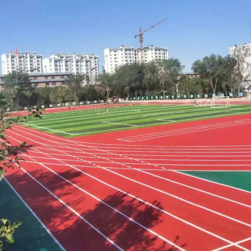 Professional 13mm thickness sandwich synthetic rubber running track/tartan track material On the basis of cement