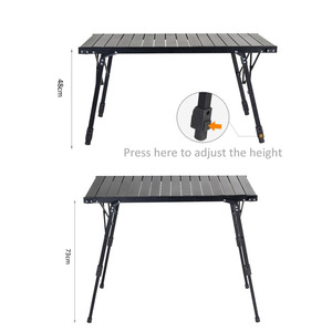 Table de pique-nique d'extérieur imperméable, robuste, réglable, en aluminium, pliable, pour camping, jardin, barbecue, chaise de camping - Product Image 3