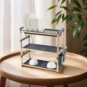 Stendino per piatti a 2 livelli per bancone da cucina con <span class=keywords><strong>scolapiatti</strong></span> e <span class=keywords><strong>scolapiatti</strong></span> con <span class=keywords><strong>scolapiatti</strong></span> con utensile in <span class=keywords><strong>vetro</strong></span> - Product Image 6