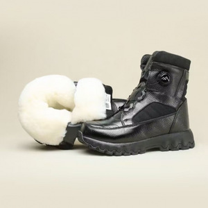 Men's Winter Leather Snow Boots Mid-Calf Waterproof Anti-Slip Warm Cotton Lined Low Heel - Product Image 3