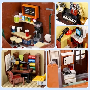 Mork 16008 Set di Costruzioni Caffetteria per Bambini, Giocattolo Educativo Street View <span class=keywords><strong>Lepini</strong></span> con LED Luminosi, Mattoncini Fai-da-Te, Regalo - Product Image 4