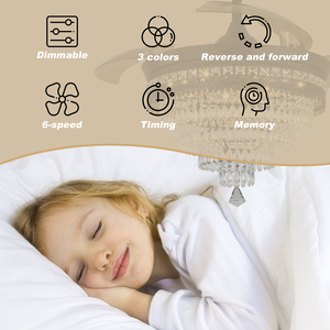 42-inch pha lê LED Trần núi đèn vô hình có thể thu vào người hâm mộ trắng điều khiển từ xa chuyển đổi cho nhà bếp phòng ngủ nhà chiếu sáng - Product Image 6