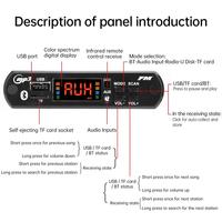 Placa de decodificación de audio con pantalla a color de 5v/12v, placa de decodificación BT 5.0 Mp3, lector de tarjetas compatible con función BT
