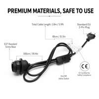 Cordon de lampe étanche E27 avec interrupteur marche/arrêt pour lumières suspendues décoratives de Noël, de mariage et de festival, prise EU 2 broches