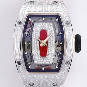 Montre mécanique automatique de luxe pour femme, design creux incrusté de diamants, forme de baril à vin, miroir saphir - Product Image 2
