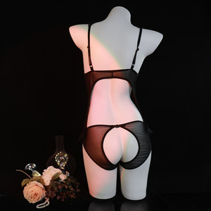 Lemon Story Body en dentelle grande taille pour femme, sexy, extensible, sans manches, lingerie de nuit à entrejambe ouvert, style uniforme - Product Image 2