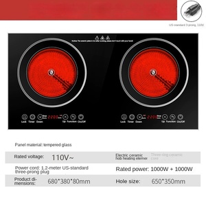 Table de cuisson à induction double concave en céramique 3500W, brûleur unique, cuisinière électrique commerciale pour wok, boîtier en acier inoxydable, commande tactile - Product Image 5
