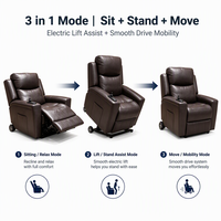 Fauteuil inclinable électrique intelligent VANBOW avec joystick, fauteuil de mobilité électrique de luxe avec roues pour personnes âgées, salon