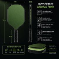 Raquette de pickleball avec surface en graphite, forme allongée, poignée en caoutchouc, manche long, design sans bords, surface à haute friction