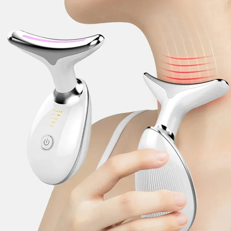 3 chế độ màu khuôn mặt và cổ điêu khắc công cụ rung mặt massager Thiết bị chống nếp nhăn mặt massager cho chăm sóc da, cải thiện