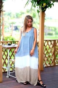 Vestido largo ajustado sin mangas, exclusivo, suelto, largo hasta el suelo, estilo bohemio, suave, Maxi Tie-Dye, ajustable al hombro - Product Image 3