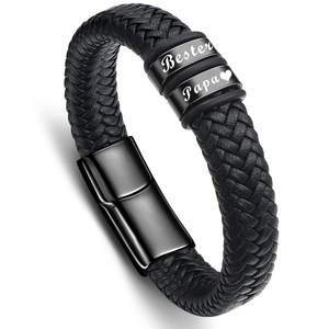CAIOOCHE, nueva moda, <span class=keywords><strong>pulsera</strong></span> de acero inoxidable de alta calidad, <span class=keywords><strong>pulsera</strong></span> de cuero genuino con cierre magnético fuerte para hombres - Product Image 5