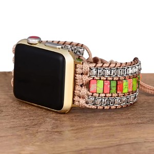 <span class=keywords><strong>Bracelet</strong></span> Apple Watch en pierre bicolore fait main, populaire, vente en gros, dropshipping 42/44/45/49/S10/S11 46MM - Product Image 1