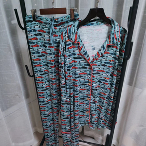 Pijamas de Algodón para Hombre, Conjunto de <span class=keywords><strong>Pijama</strong></span> Holgado de Primavera y Otoño, Doble Capa de Gasa, Crepé de Algodón, Manga Larga - Product Image 4