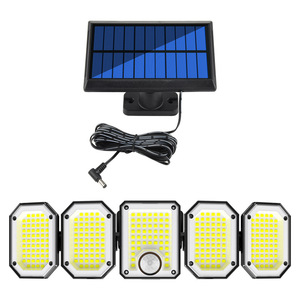 Lampu Dinding tenaga surya, 5 kepala 300 LED cahaya luar ruangan Sensor gerak kontrol cahaya tahan air lampu dinding rumah taman halaman lampu jalan - Product Image 2