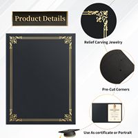 Couverture de diplôme en carton personnalisée avec logo OEM, porte-certificats d'honneur de graduation durable avec ornement en relief doré