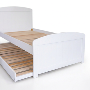 Cama Doble de Plataforma de Madera Radiata de Estilo Europeo Versátil con Función Integrada de Ruedas Desplegables, Diseño Inteligente que Ahorra Espacio para Dormitorios - Product Image 4