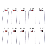 200 pièces 1W Zener verre régulateur de tension Diode Kit 10 Types insertion directe 3.3V ~ 7.5V mixte 1N47 série pour LED