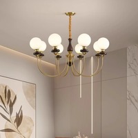 Lámpara Colgante LED de Madera Ajustable en Altura, Estilo Francés Moderno de Mediados de Siglo, Vintage Americano Retro, Tipo Magic Bean, para Sala de Estar