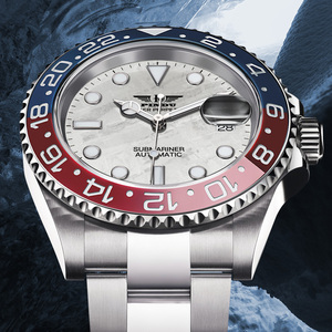 PINDU Retro Classic Men's Automatic Mechanical Diving Watch <b>Red</b> and Blue Ceramic Rotating Bezel <b>Date</b> Window - Product Image 1