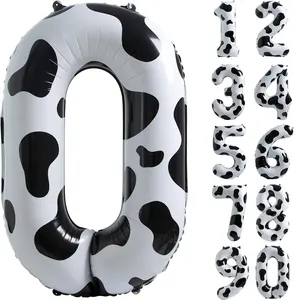 JYAO 40 אינץ' הדפסת חלב פרה בלונים דיגיטליים קישוטי מסיבת יום הולדת שמח
