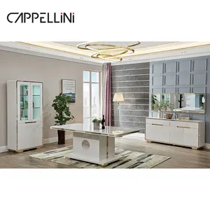 Cappellini tavolo allungabile di dimensioni e 6 sedie da pranzo in pelle in tessuto set da pranzo set di mobili per sala da pranzo moderna di lusso