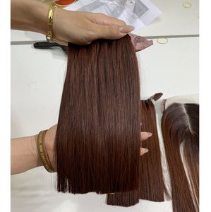 Paquetes de Cabello Humano Vietnamita Liso Marrón al Por Mayor a Precio de Fábrica y Cierre, Puntas Gruesas, Sin Enredos ni Caída - Product Image 5