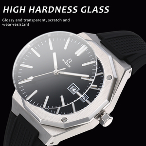 Montre mécanique automatique <span class=keywords><strong>Roy</strong></span> Bear avec aiguilles en verre, boîtier en acier inoxydable, étanche 5 ATM, bracelet en cuir, phase de lune personnalisée, unisexe - Product Image 3