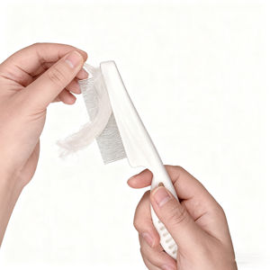 犬と猫のグルーミングのための高密度歯PP & ステンレススチール針ペットコーム & ブラシ-フリーディープルーズファー除去 - Product Image 4