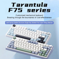 Clavier de jeu mécanique AULA F75 filaire + sans fil 2,4 G, batterie 4000 mAh, programmable, compact, avec bouton rotatif, échangeable à chaud, rétroéclairage RVB