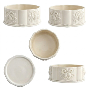 Grand bougeoir de mariage <span class=keywords><strong>en</strong></span> céramique, gaufré, élégant, à 3 mèches, <span class=keywords><strong>en</strong></span> forme de pot, pour église, vente <span class=keywords><strong>en</strong></span> gros - Product Image 4