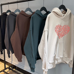 Sweats à capuche pour hommes personnalisés avec impression en relief, coton de haute qualité, épaules tombantes, sweats à capuche pour hommes - Product Image 6